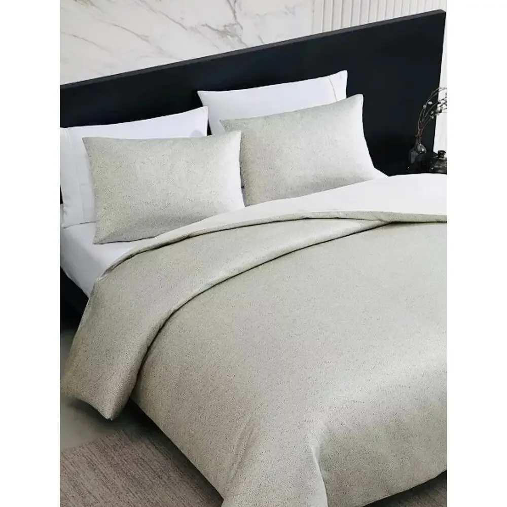Vera Wang Silver Speckled Satin Jacquard 3 pc King Duvet Cover Set 107x92